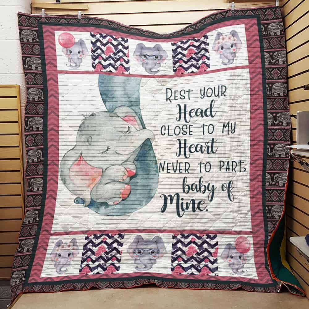 Family Elephant Baby Of Mine Quilt Blanket Great Customized Gifts For Birthday Christmas Thanksgiving