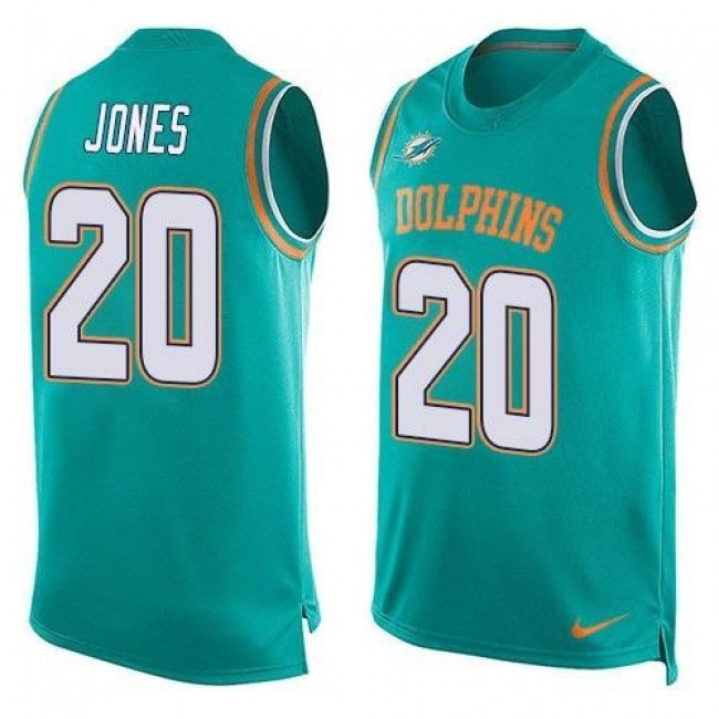 Dolphins #20 Reshad Jones Aqua Green Team Color Tanktop Jersey For Fans