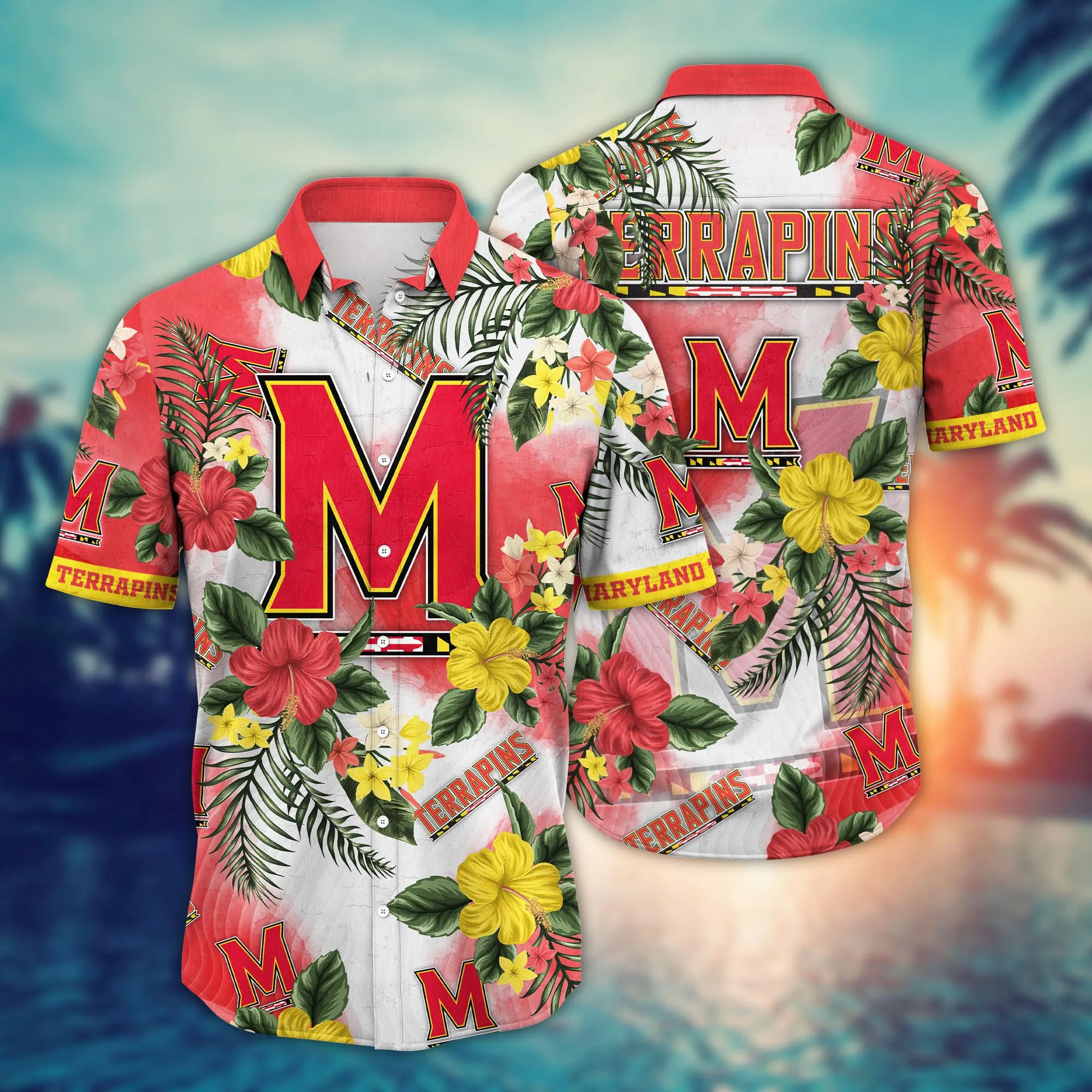 Maryland Terrapins NCCA Hawaiian Shirt Evening Strollstime Aloha Shirt