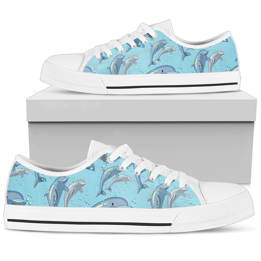 Dolphin Print Pattern Women Low Top Shoes