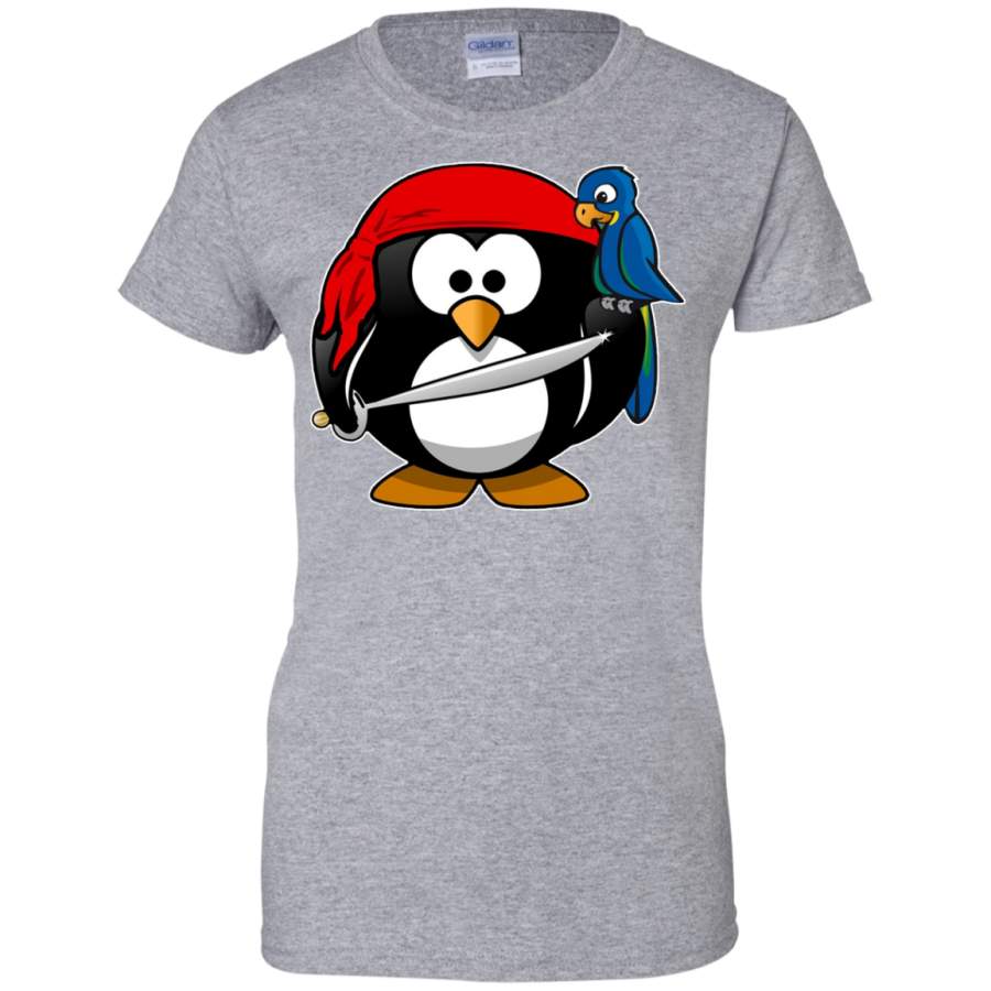 Funny Shirt with Pirate Penguin Animal Comic Cartoon Style Ladies’ T-Shirt