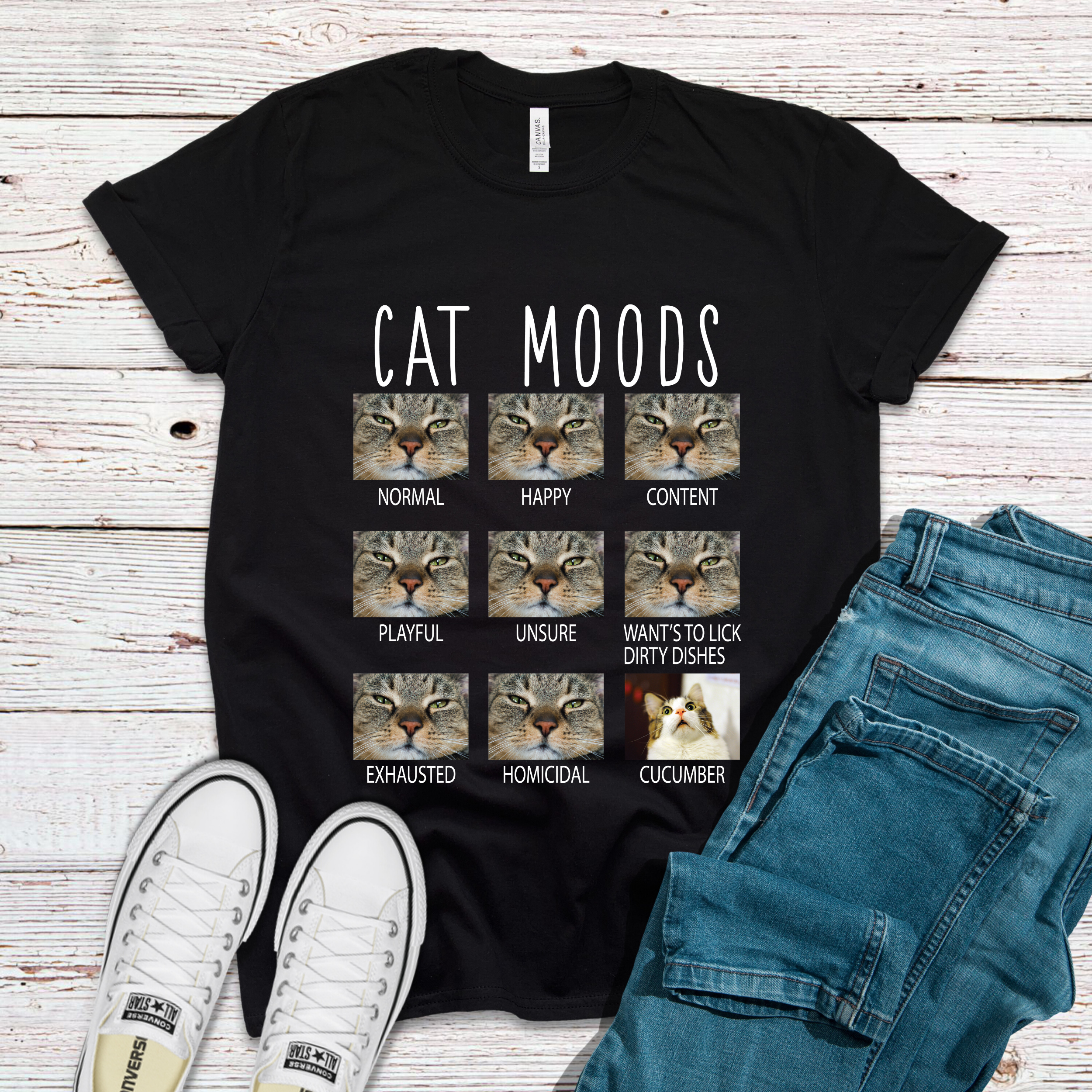 Cat Moods Funny Animal Lover Cat Mom Shirt