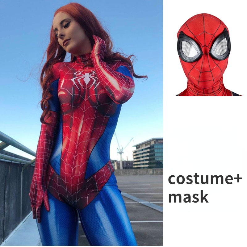 Spiderman Cosplay Sexy Zentai Suit Woman Jumpsuit Super Hero Zentai Costume Full Bodysuit Fancy Outfit Carnival Party Dress alx