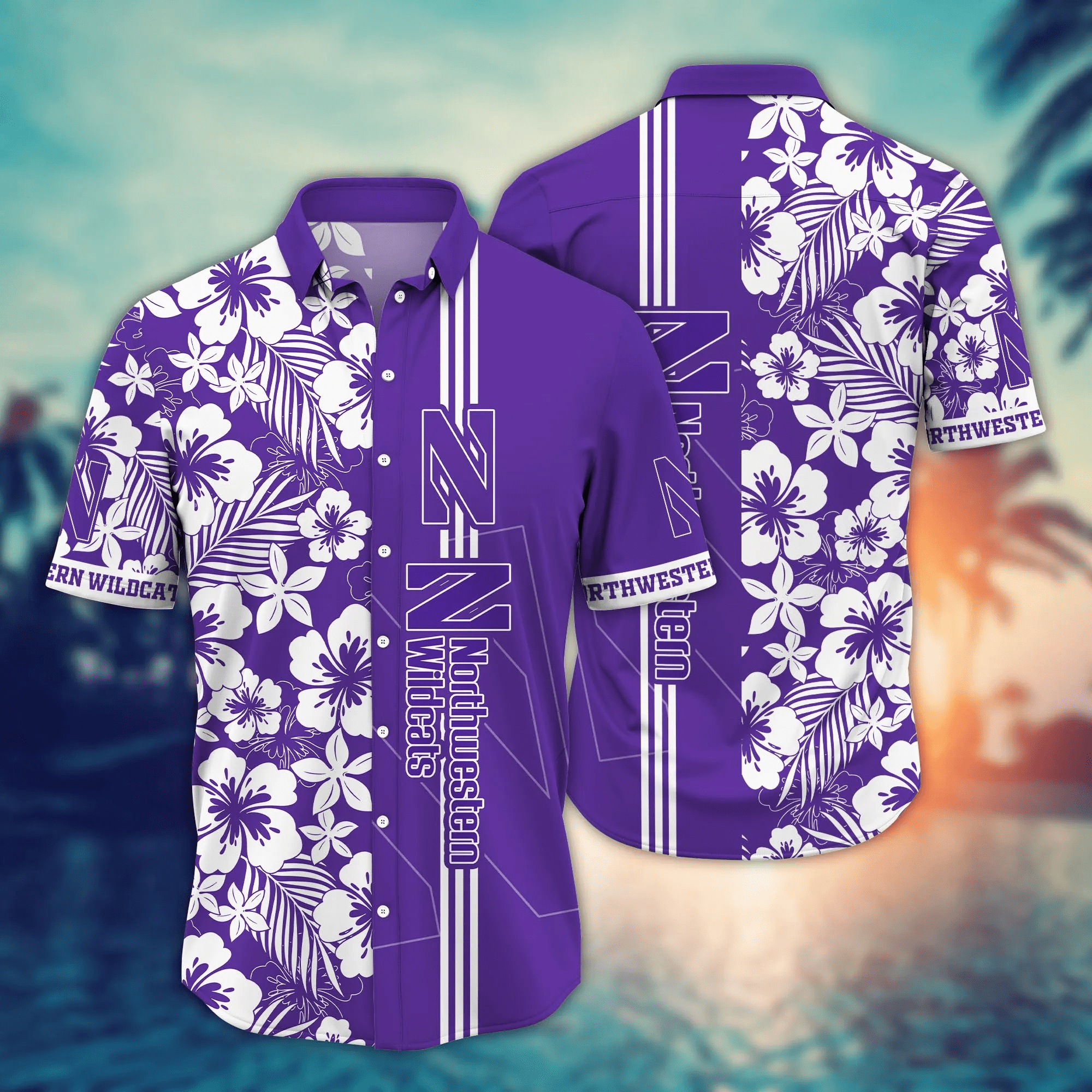 Northwestern Wildcats NCCA Hawaiian Shirt Daylighttime Aloha Shirt