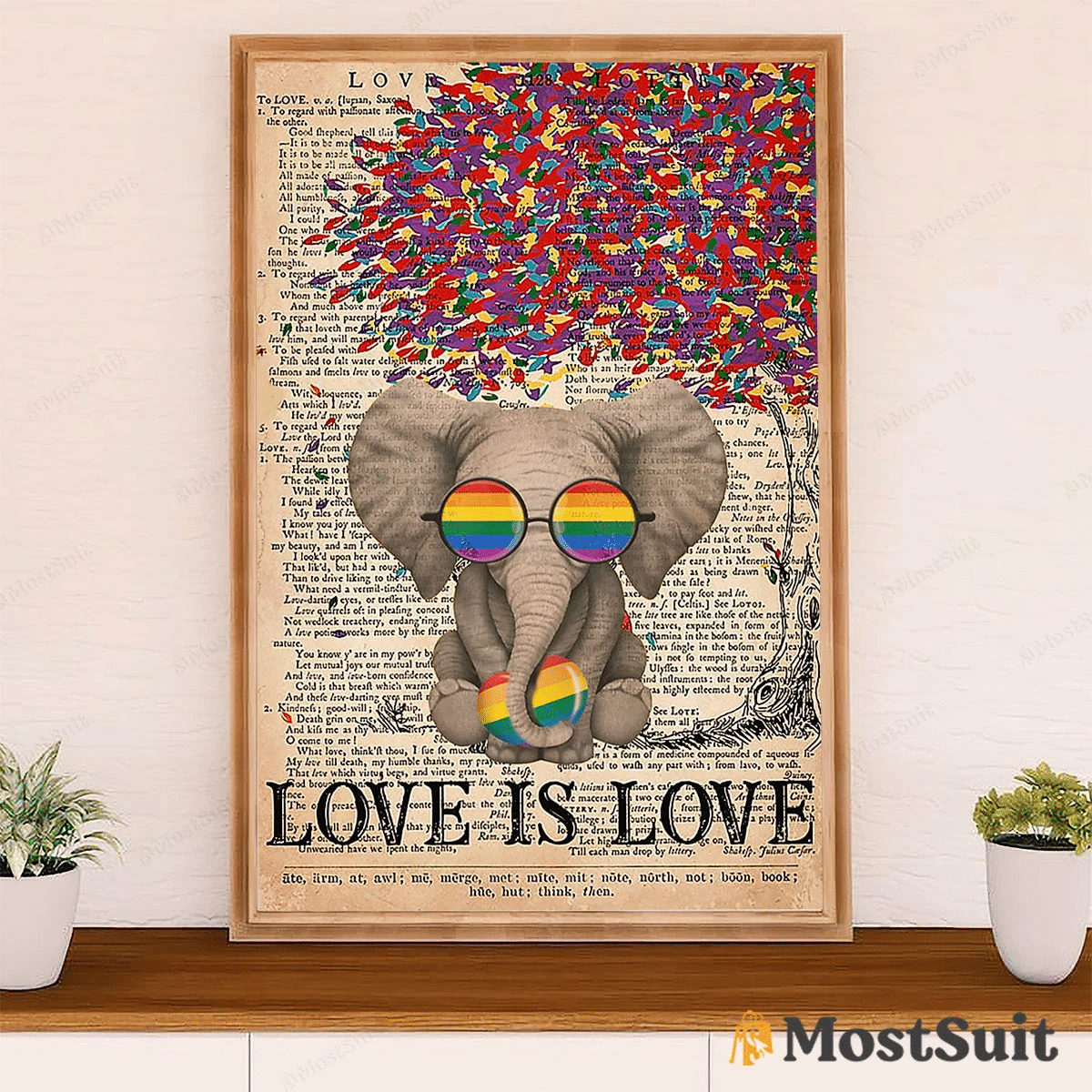 Art Elephant Love Is Love Poster Canvas – Gift Lgbt Gay Pride Month Evg81913