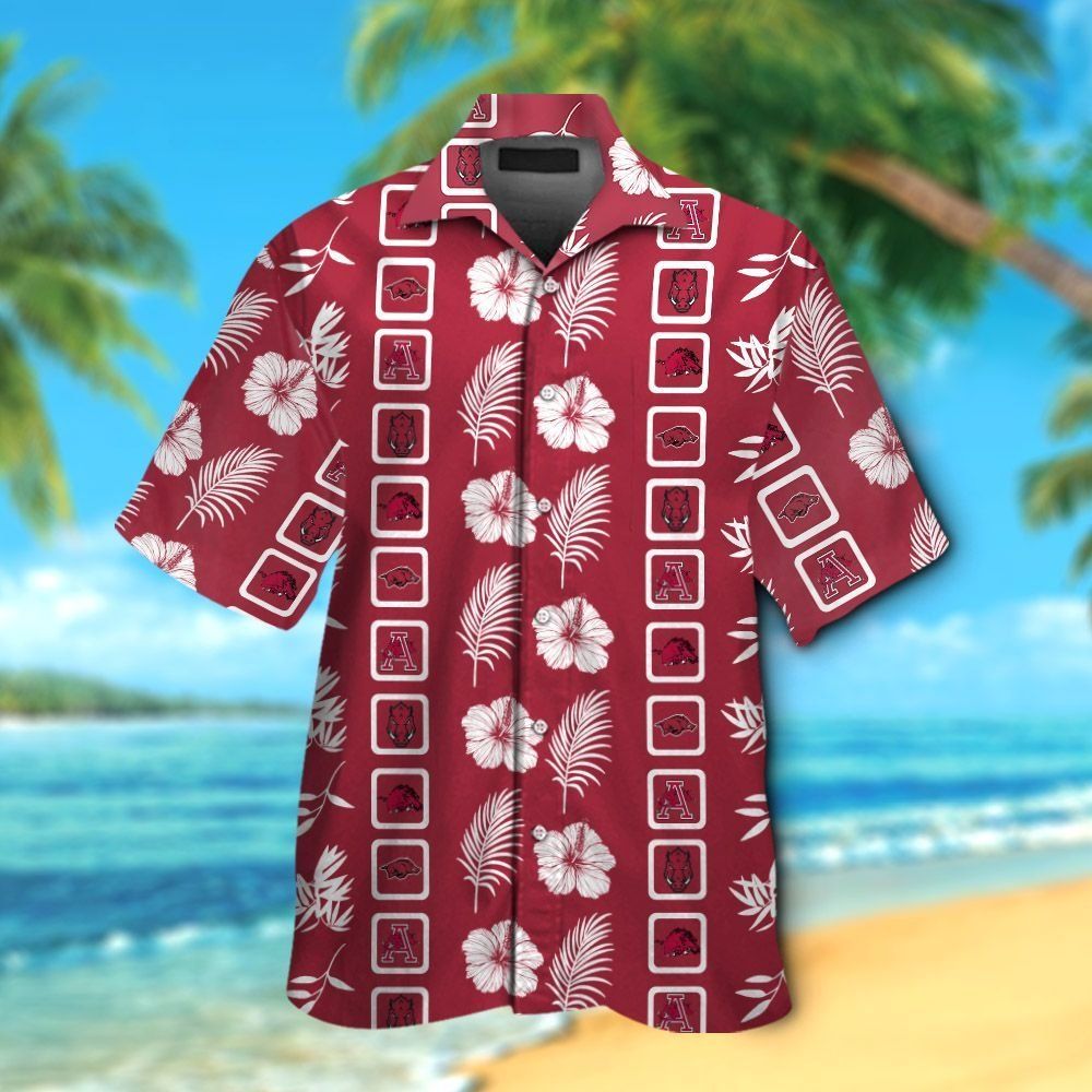 Arkansas Razorbacks Hawaiian Shirt Short Sleeve Tropical Aloha