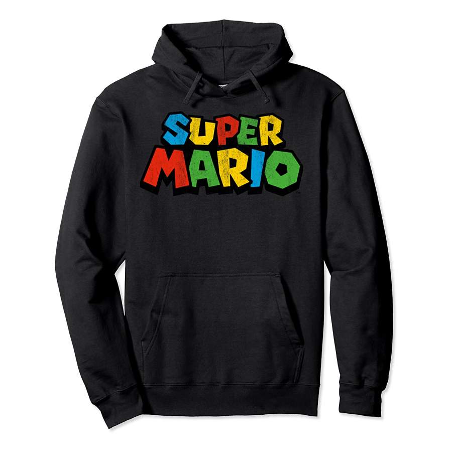 Super Mario Colorful Game Logo Pullover Hoodie Unisex 3D All Over Print