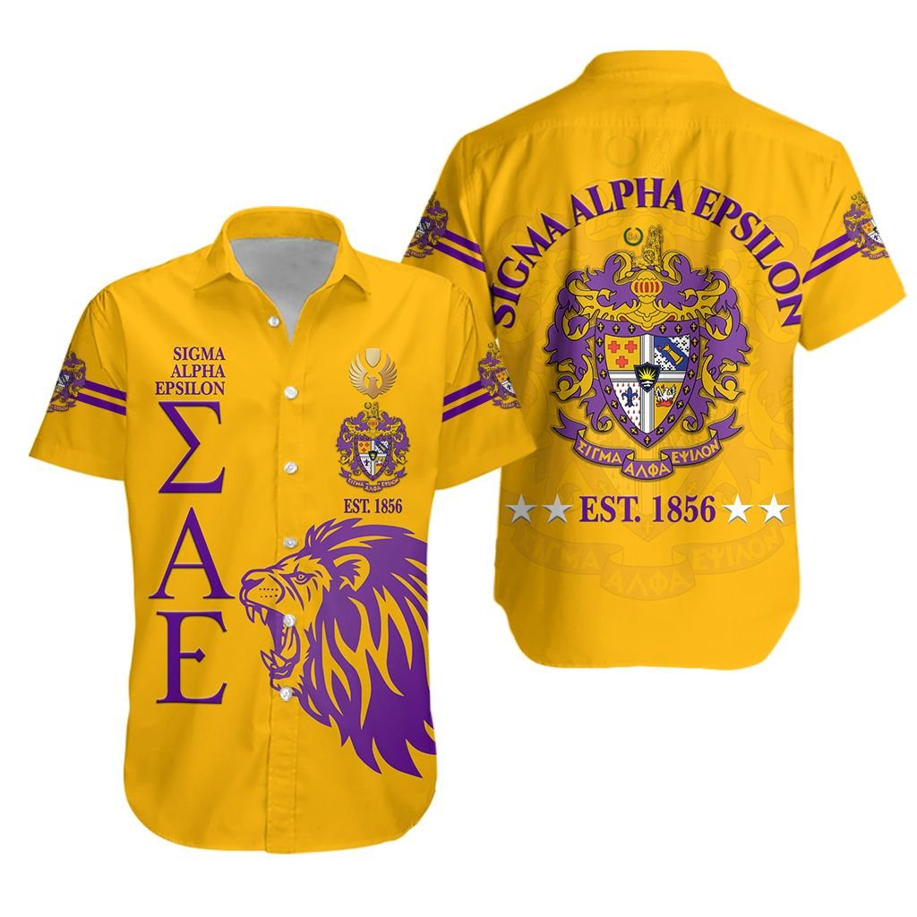 Sigma Alpha Epsilon Sae Hawaiian Shirt Simple Style – Gold Lion Ver Lt8