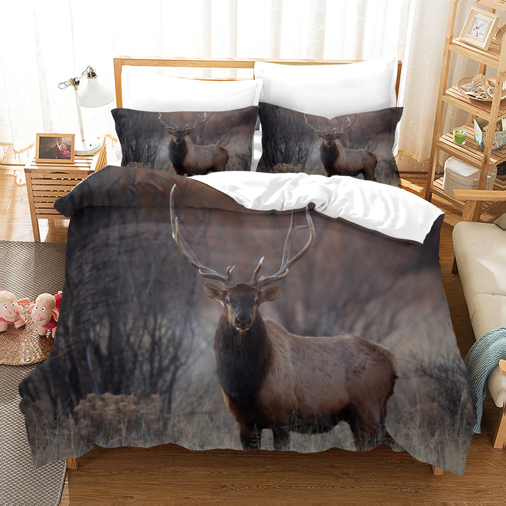 3D Forest Animal Elk Quilt Cover Set Bedding Set Duvet Cover Pillowcases 96