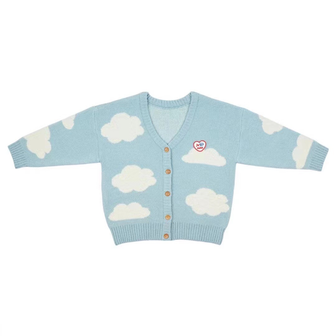 Clouds Printed Kids Sweaters PS New Autumn Winter Long Sleeve Knitted Sweater Korean Kids Brand Outwear Knit Coat alx