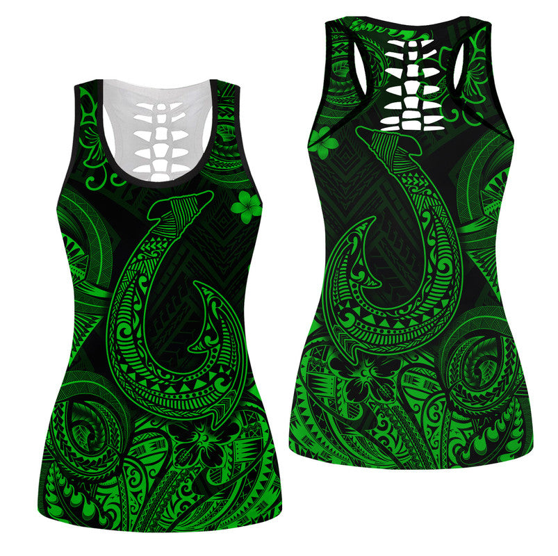 Hawaiian Fish Hook Polynesian Hollow Tank Top Unique Style Green Ha46044