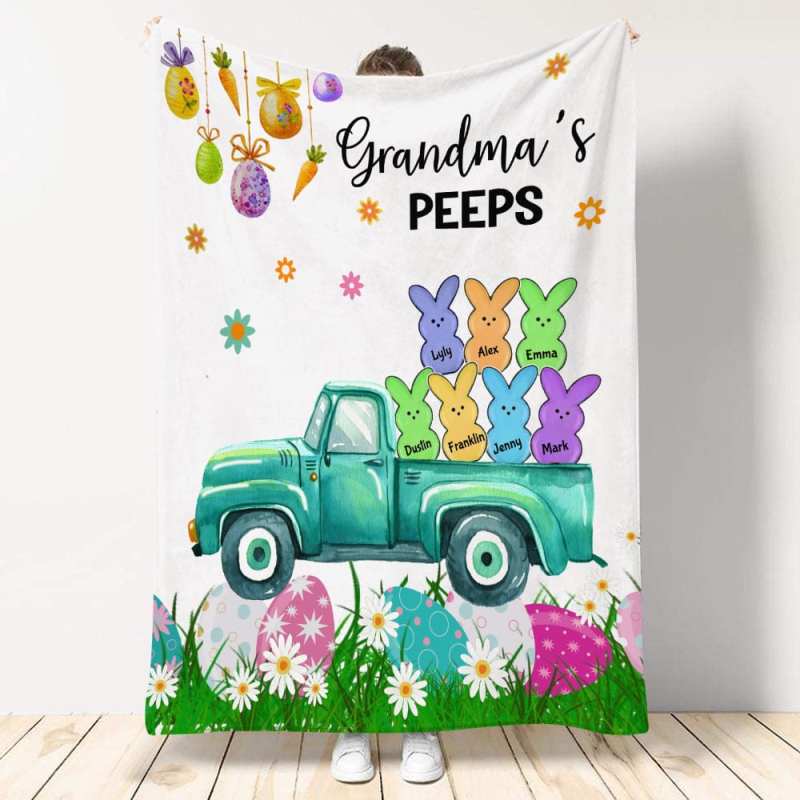 Easter Mom Grandma Peeps Personalized Fleece Blanket