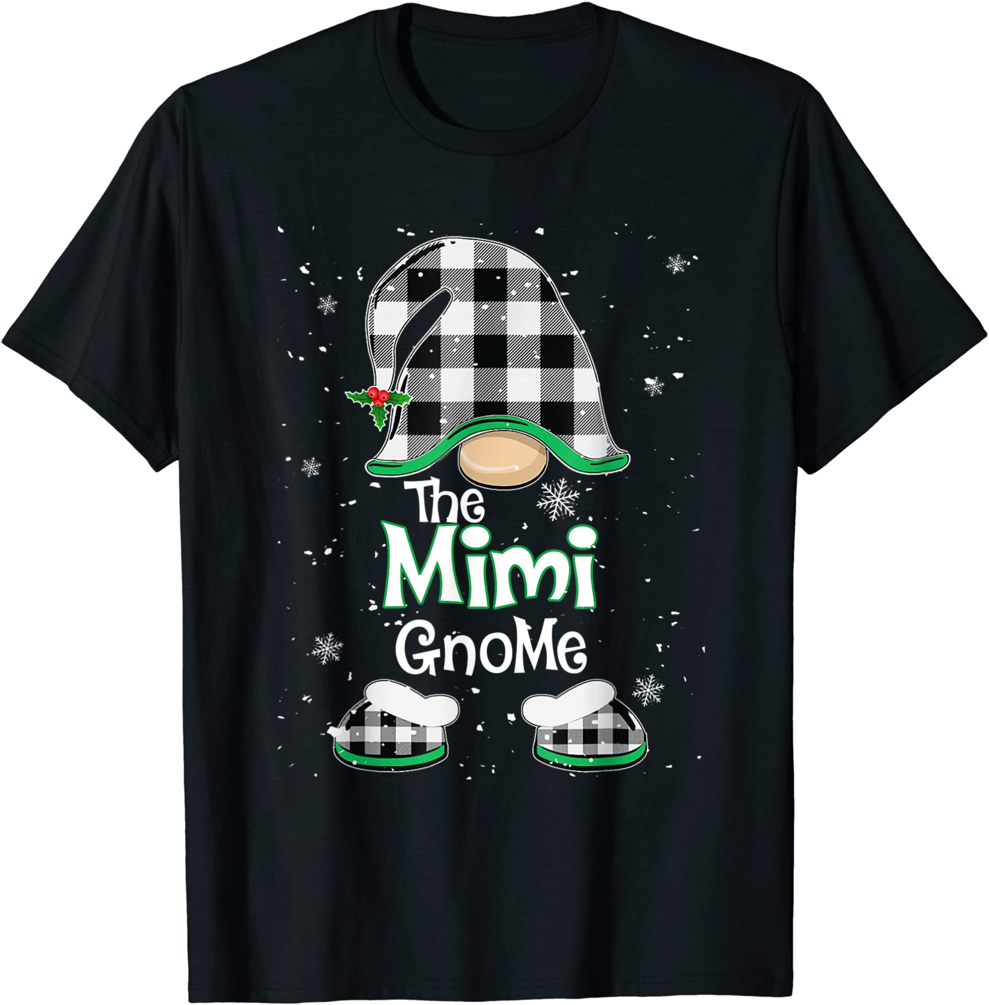 Mimi Gnome Buffalo Plaid Matching Christmas Pajama Family T-Shirt