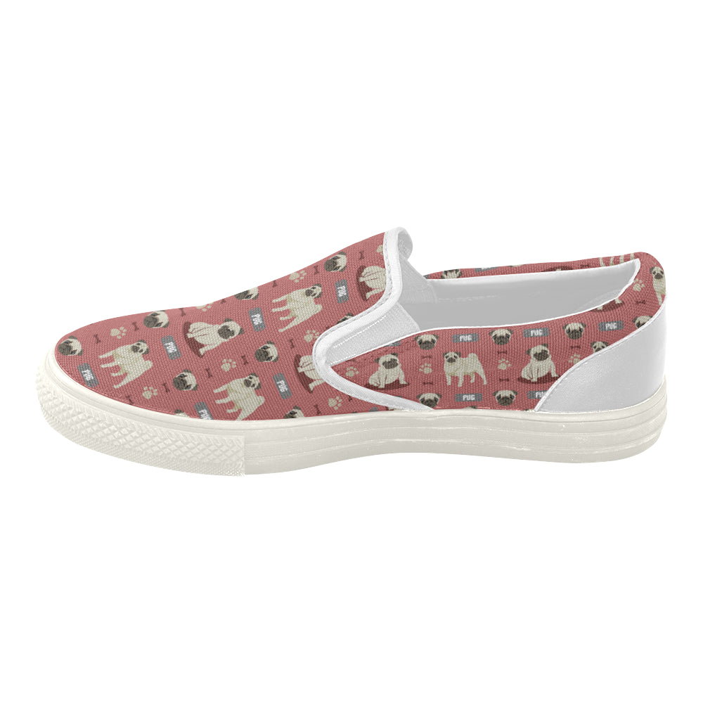 Pug Pattern White Women’s Slip-on Canvas Shoes