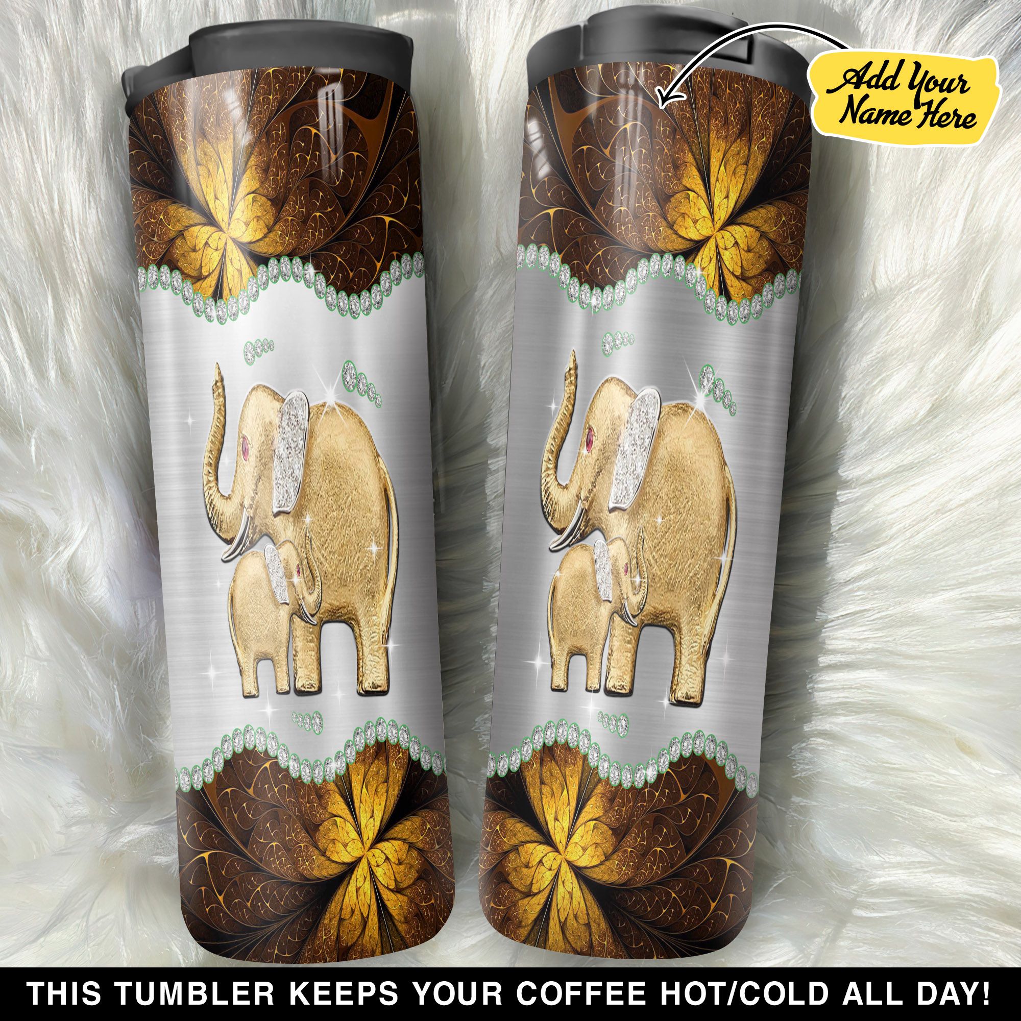 Personalized Elephant Golden GS1604152OD Stainless Steel Worldmark Tumbler