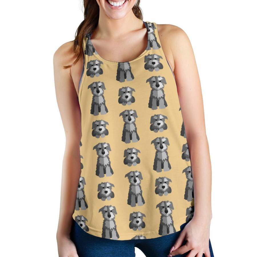 Schnauzer Dog Puppy Pattern Print Women’s Racerback Tank Tops