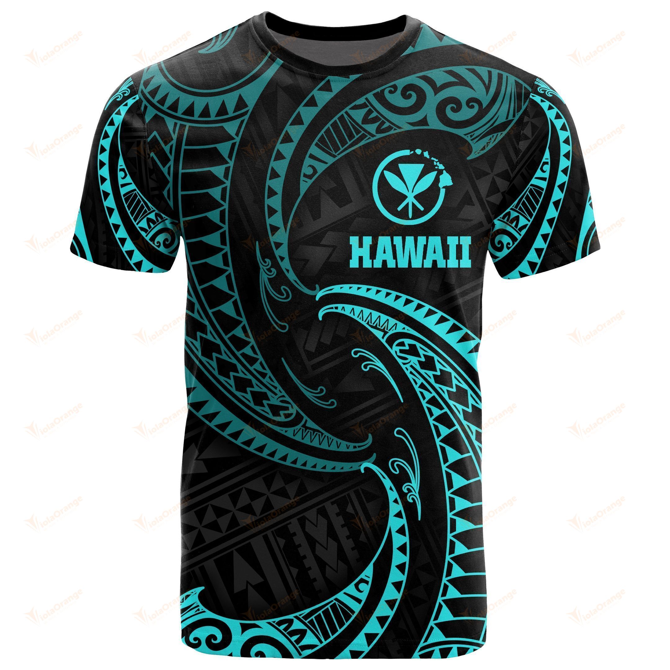 Hawaiian Polynesian Neon Blue Tribal Wave Ha111309