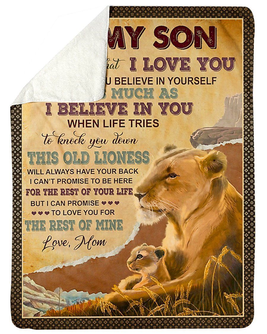 When Life Tries To Knock You Down Lion Mom And Her Child Mama Gift For Son Sherpa Blanket