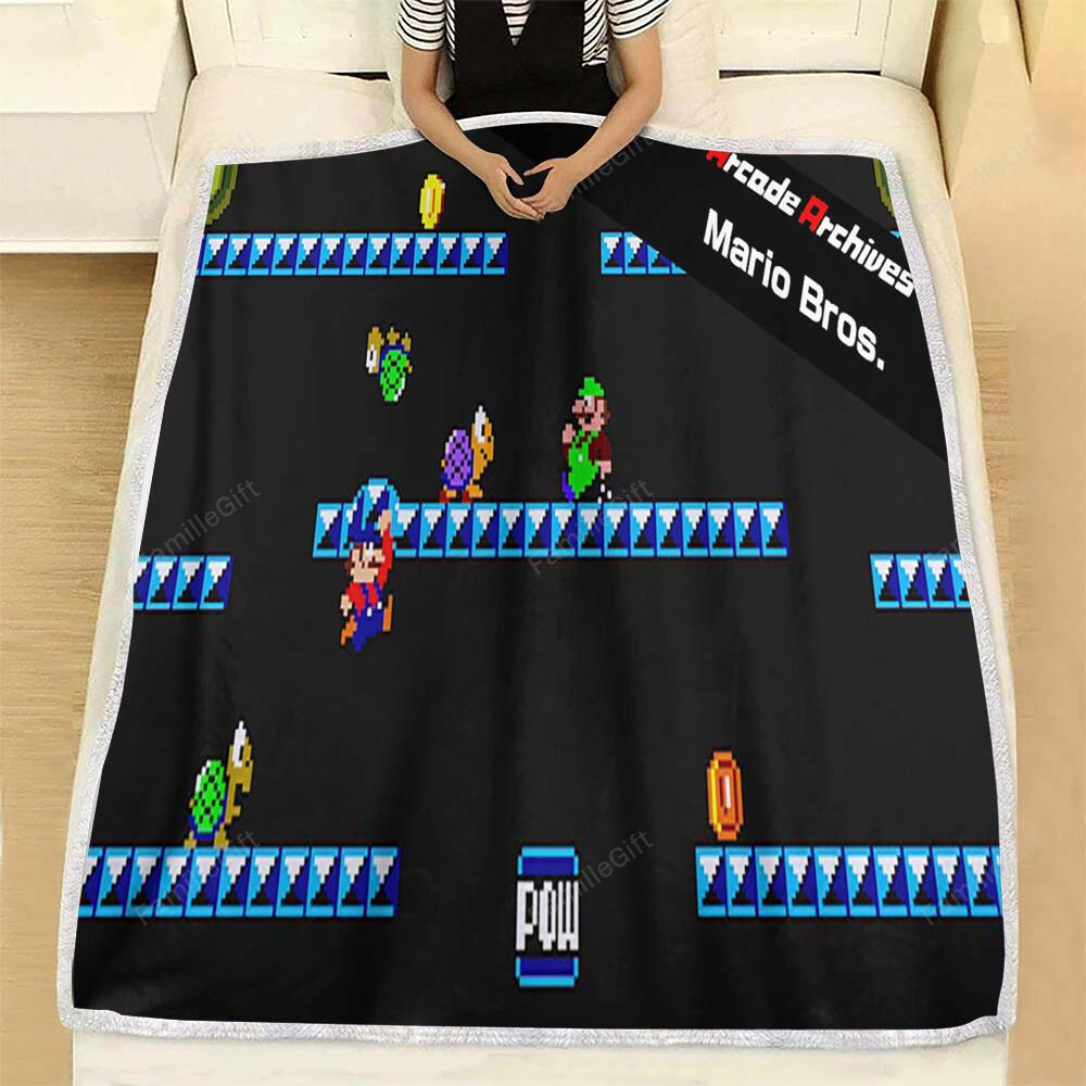 Arcade Archives Mario Bros Fleece Blanket –  Soft Blanket, Warm Blanket