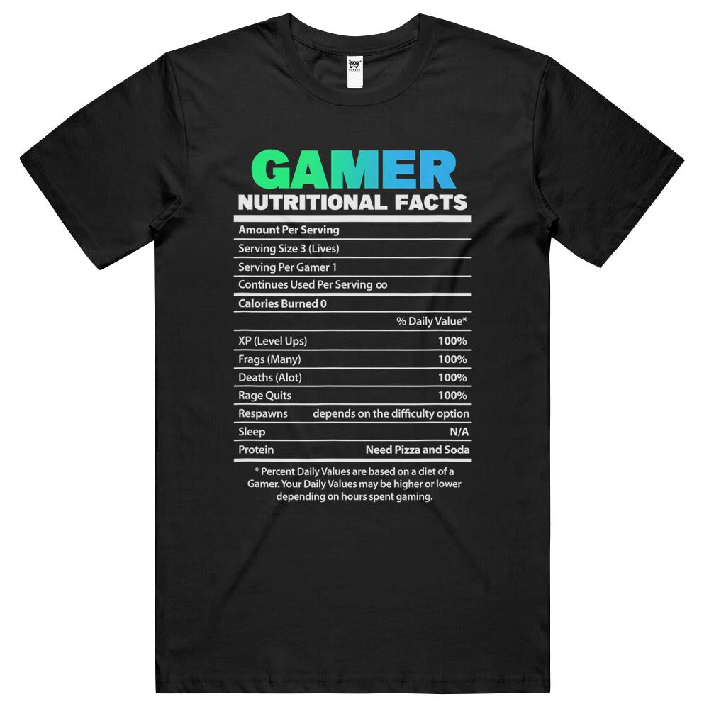 Nutritional Facts Shirt, Gamer Nutrition Facts Shirt, Gamer Nutritional Facts Funny Video Gaming T Shirts