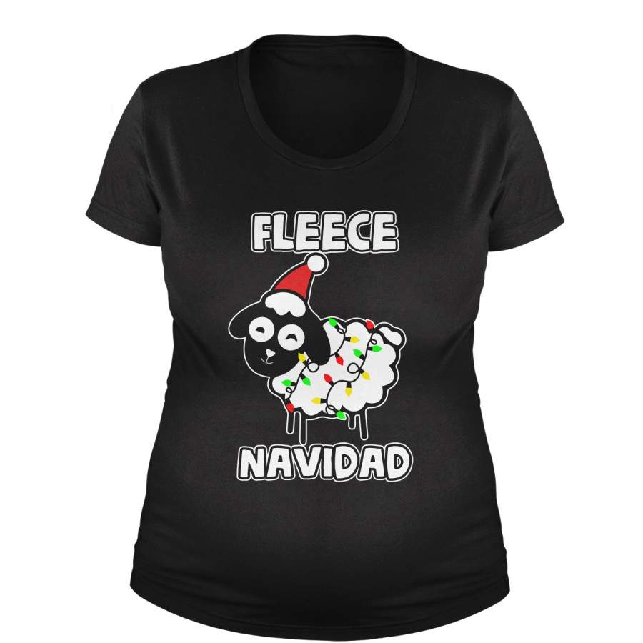 Sheep Fleece Navidad Ugly Christmas Maternity Pregnancy Scoop Neck T-Shirt