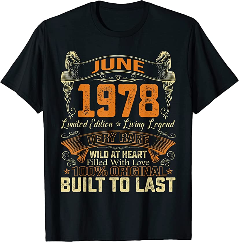 Vintage June 1978 Distressed 43 Years Old 43rd Birthday T-Shirt