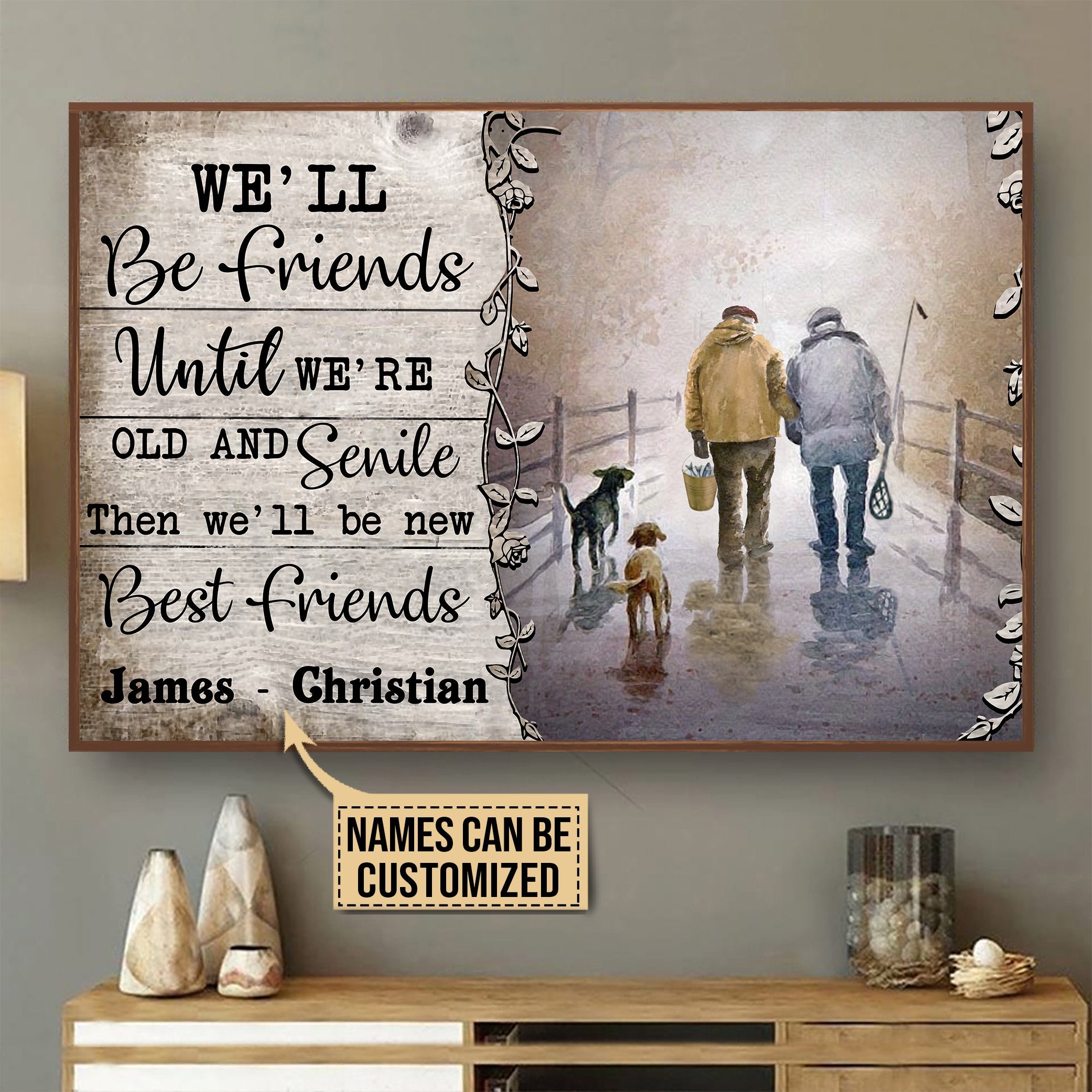 Aeticon Gifts Personalized Fishing Partners Well Be Friend Canvas Mom Dad Gift Home Decor