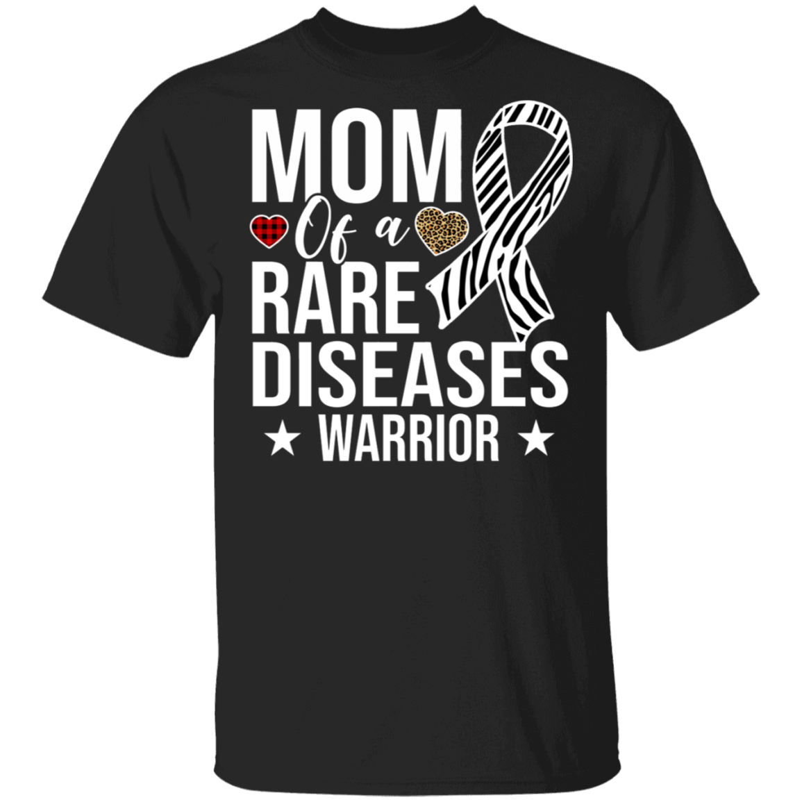 Rare Diseases  Family Shirt Mom Of A Rare Diseases Warrior Funny Rare Diseases Leopard Buffalo Plaid Family T-Shirt