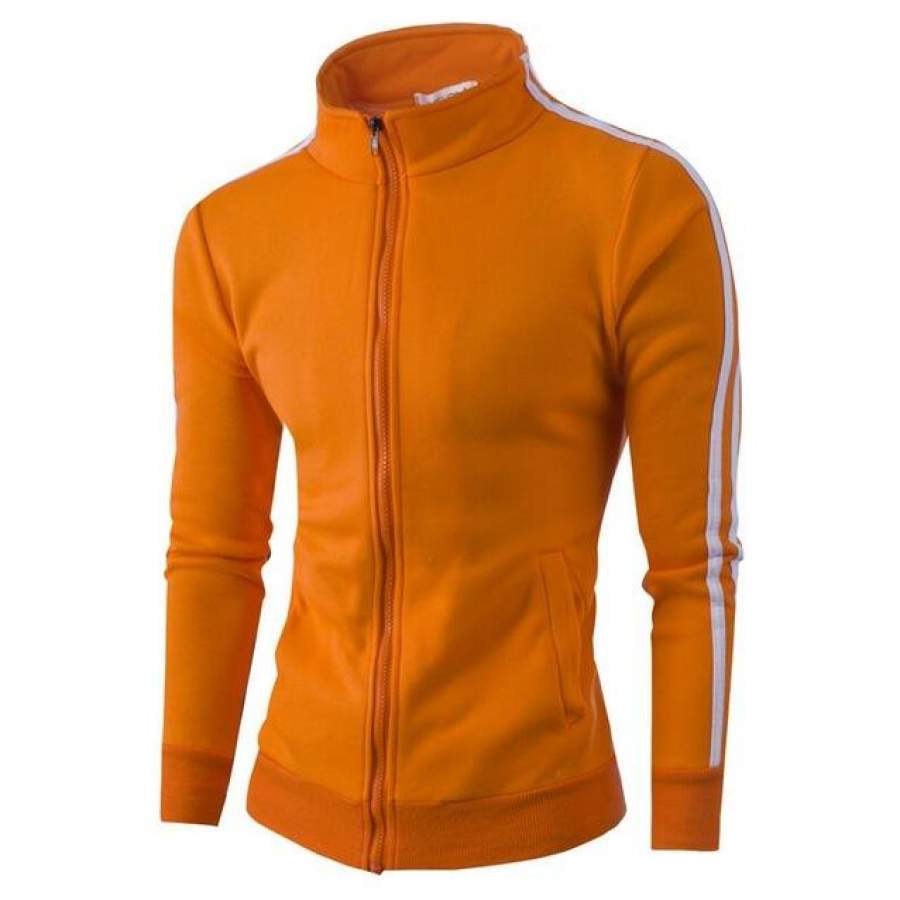 T-bird Zipper Cardigan Sweatshirt 2018 Men High Collar Hoodies Brand Autumn Casual Jacket Sportswear Male Striped Hoodie 4XL QAZ