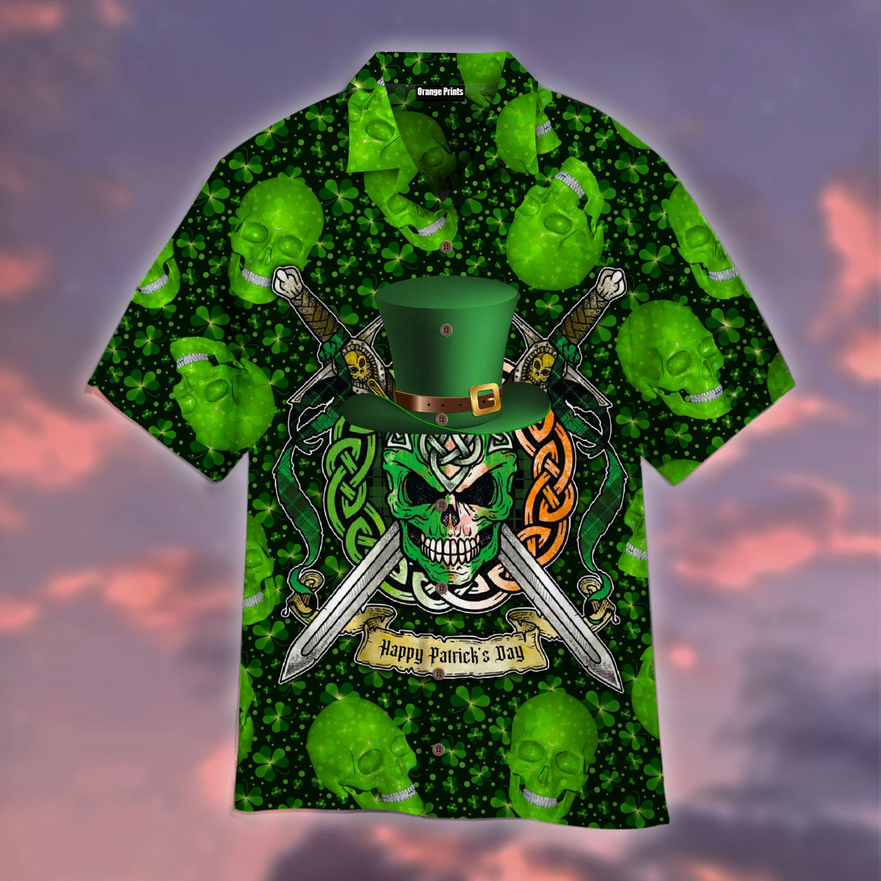 Green Skull Saint Patricks Day Aloha Hawaii Shirts Unisex Ha6125