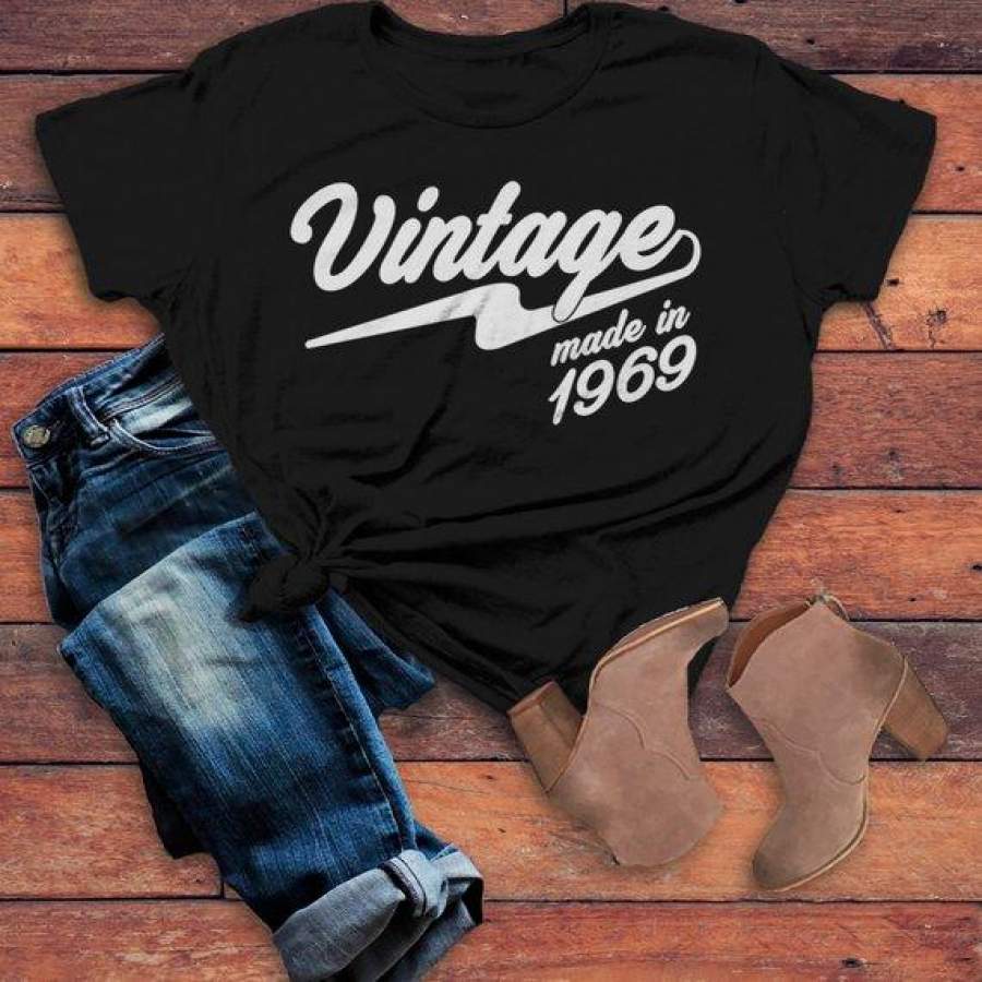 Women’s Vintage T Shirt 1969 Birthday Made In Shirt 50th Birthday Tee Retro Gift Idea Vintage Tee