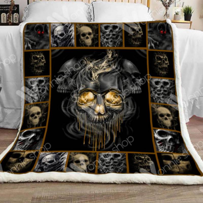 Skull F2607 81O34 Sherpa Blanket