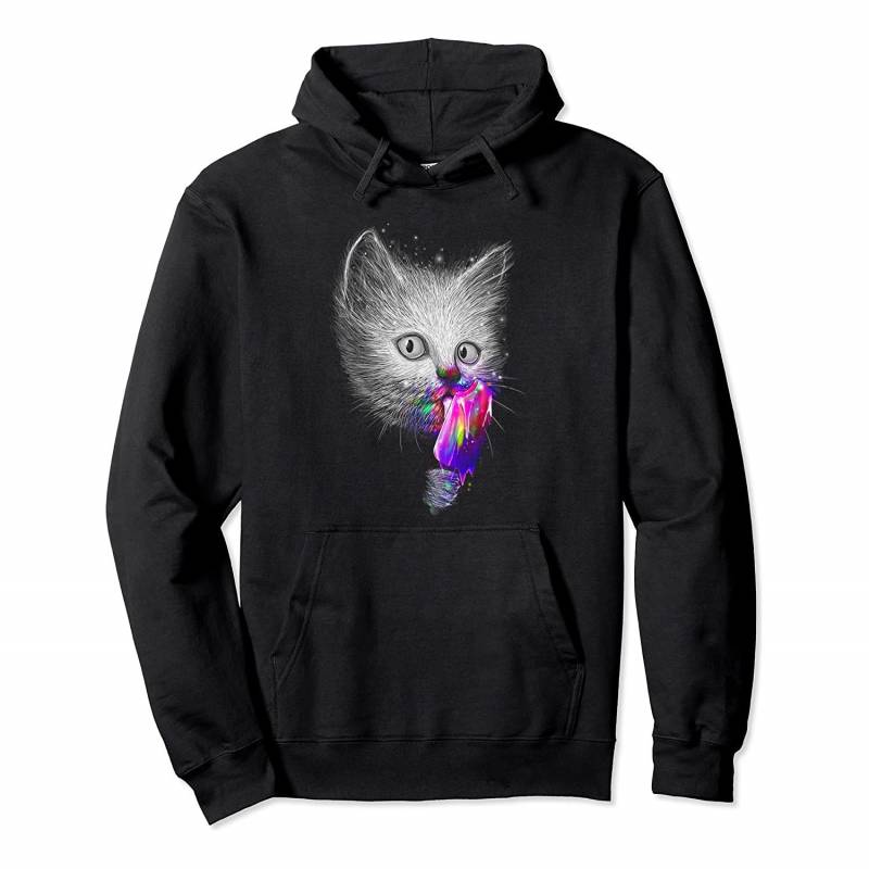 Slurp! Cute Cat Kitten Eating Rainbow Ice Cream Pullover Hoodie, T-Shirt, Sweatshirt, Tank Top, Racerback, Dolman