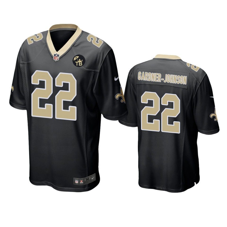 New Orleans Saints Chauncey Gardner-Johnson Game Black Tom Benson Memorial Patch Mens Jersey