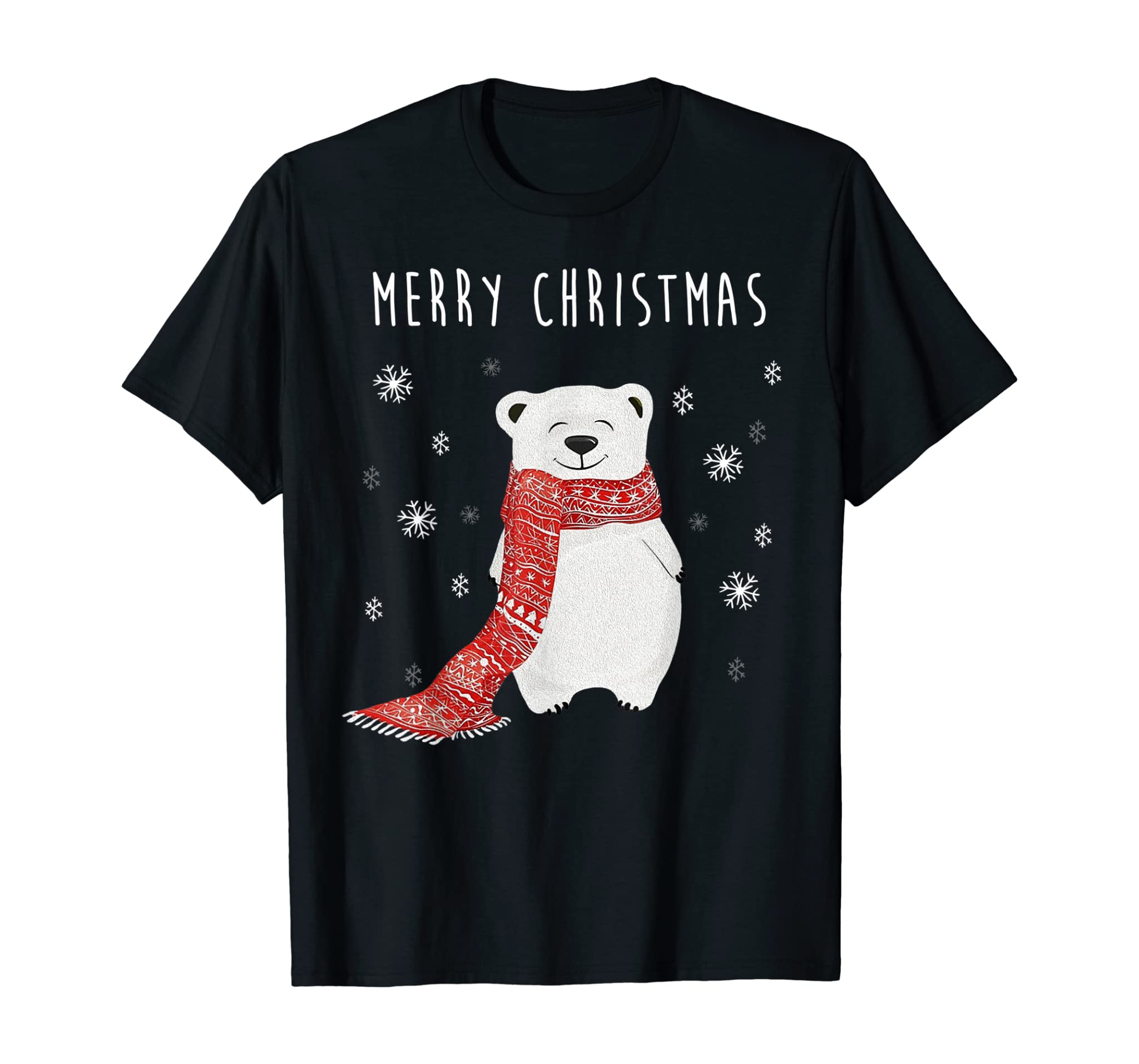 Cute Polar Bear Scarf Merry Christmas Xmas Holidays Gift Tee