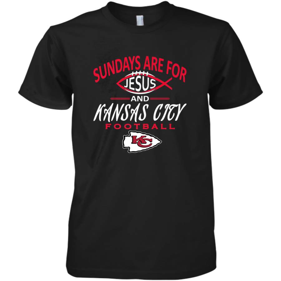 Sundays Are For Jesus and Kansas City Funny Football Men’s Premium T-Shirt