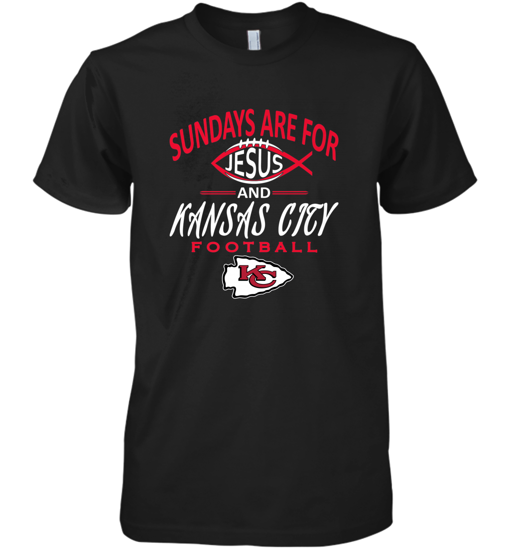 Sundays Are For Jesus And Kansas City Funny Football Men’S Premium T-Shirt