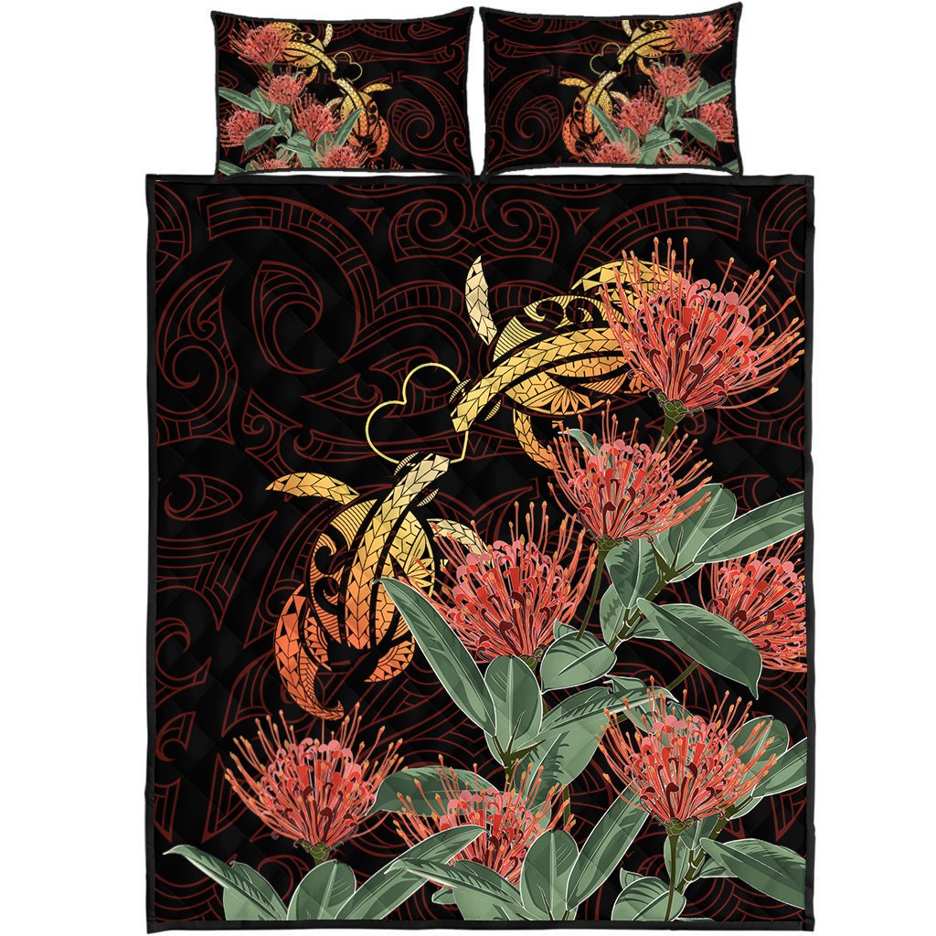 Hawaii Turtle Lehua Flower Polynesian Quilt Bed Set – Lehua Style – AH – J2