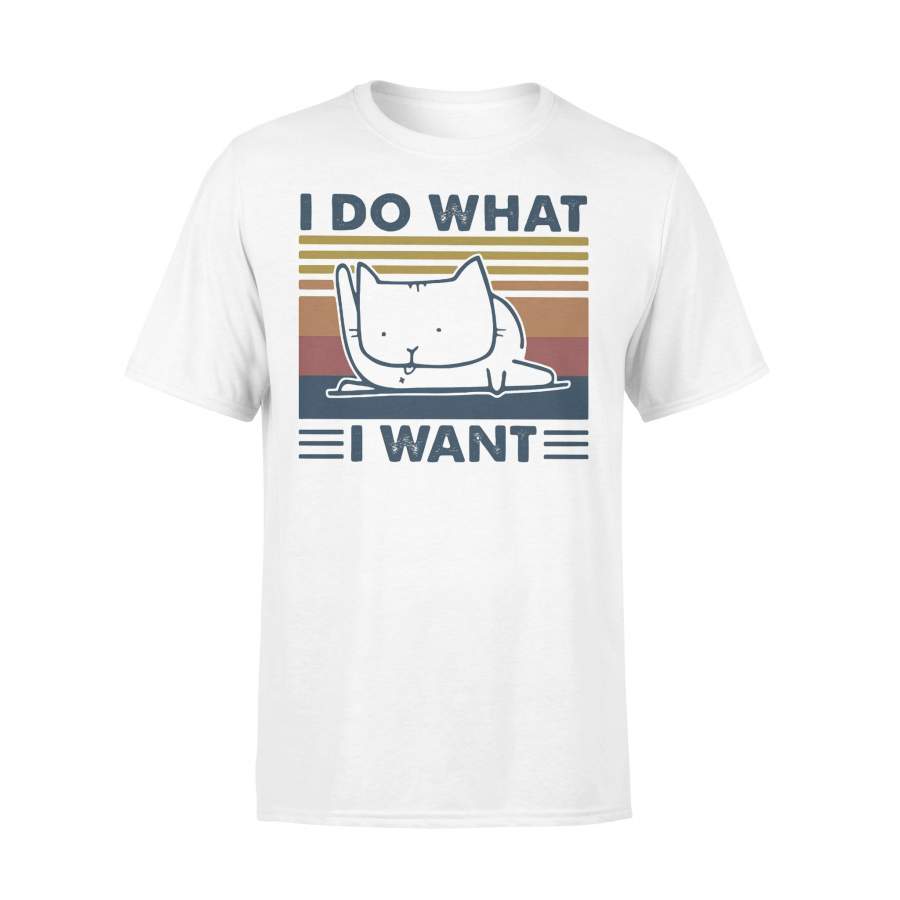 White Cat I Do What I Want Vintage Retro T-shirt