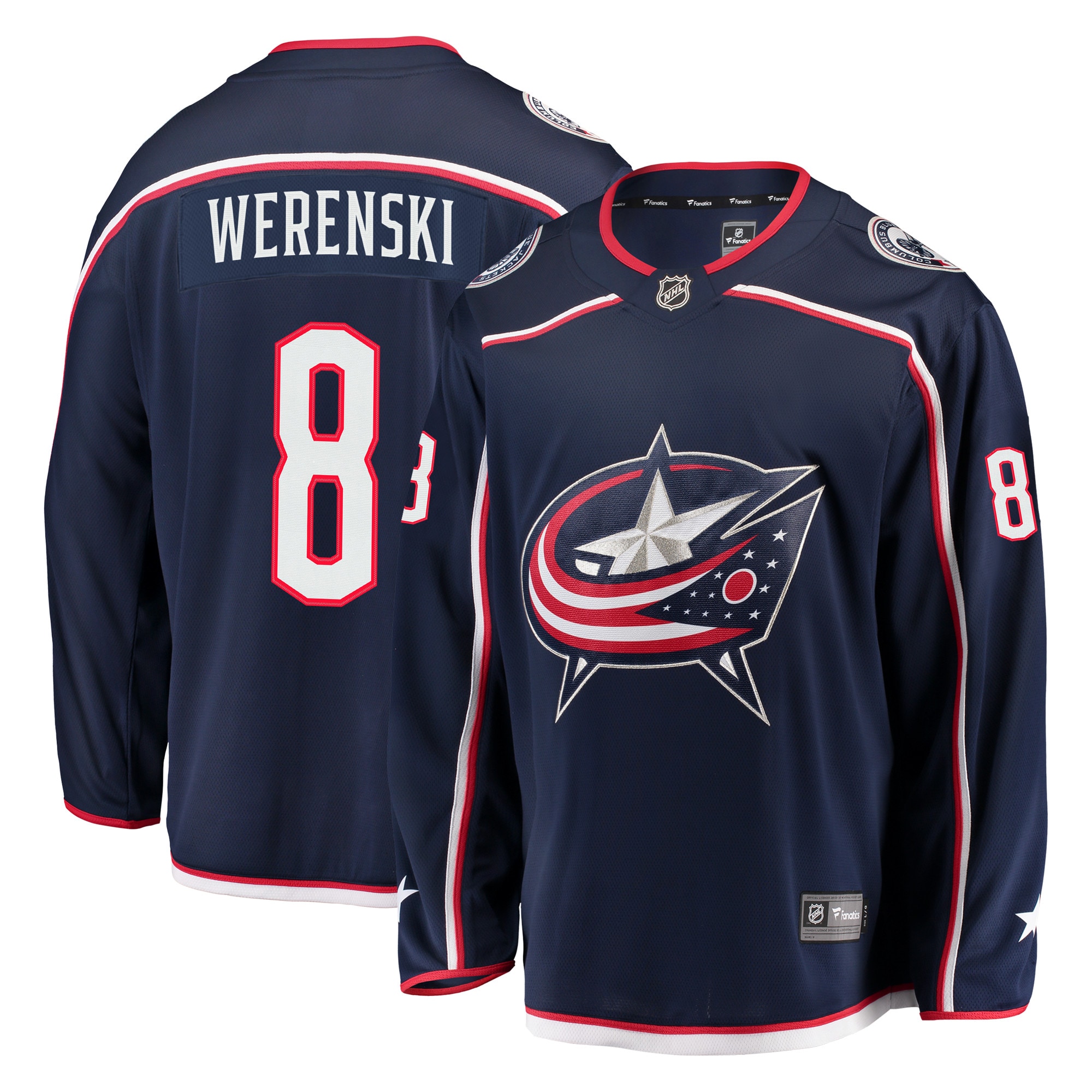 Men's Columbus Blue Jackets Zach Werenski Navy Breakaway Jersey