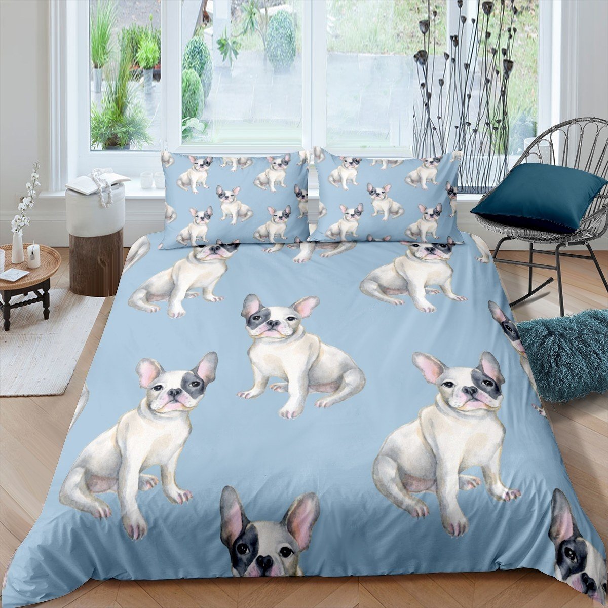 Puppy Dog Bedding Set for Kids Boys Girls 3D Pug Dog Print Comforter Cover Cute Animal Pattern Duvet Cover Luxury Microfiber Quilt Cover,Room Decor 2/3Pcs Bedding