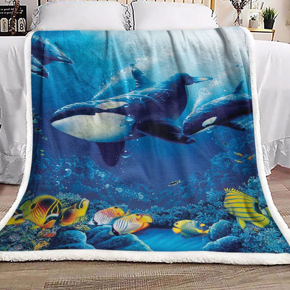 Killer Whale DN1010188F Sherpa Fleece Blanket