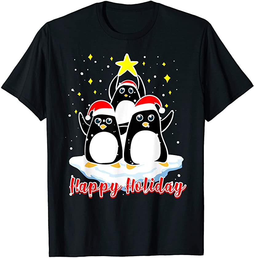 Penguin Christmas Tree Pyramid T-Shirt Happy Holiday Gift T-Shirt