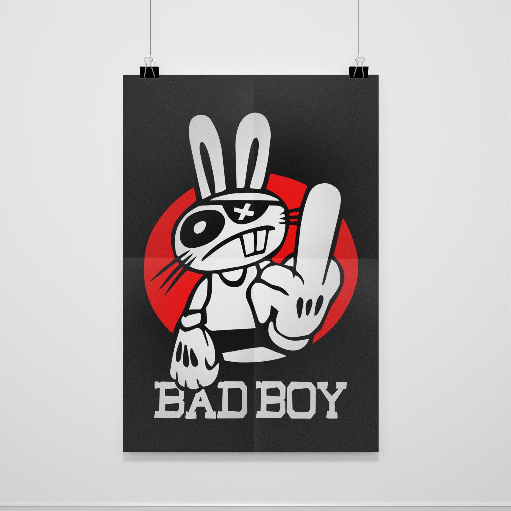 Middle Finger Gangsta Rabbit Bad Boy Poster