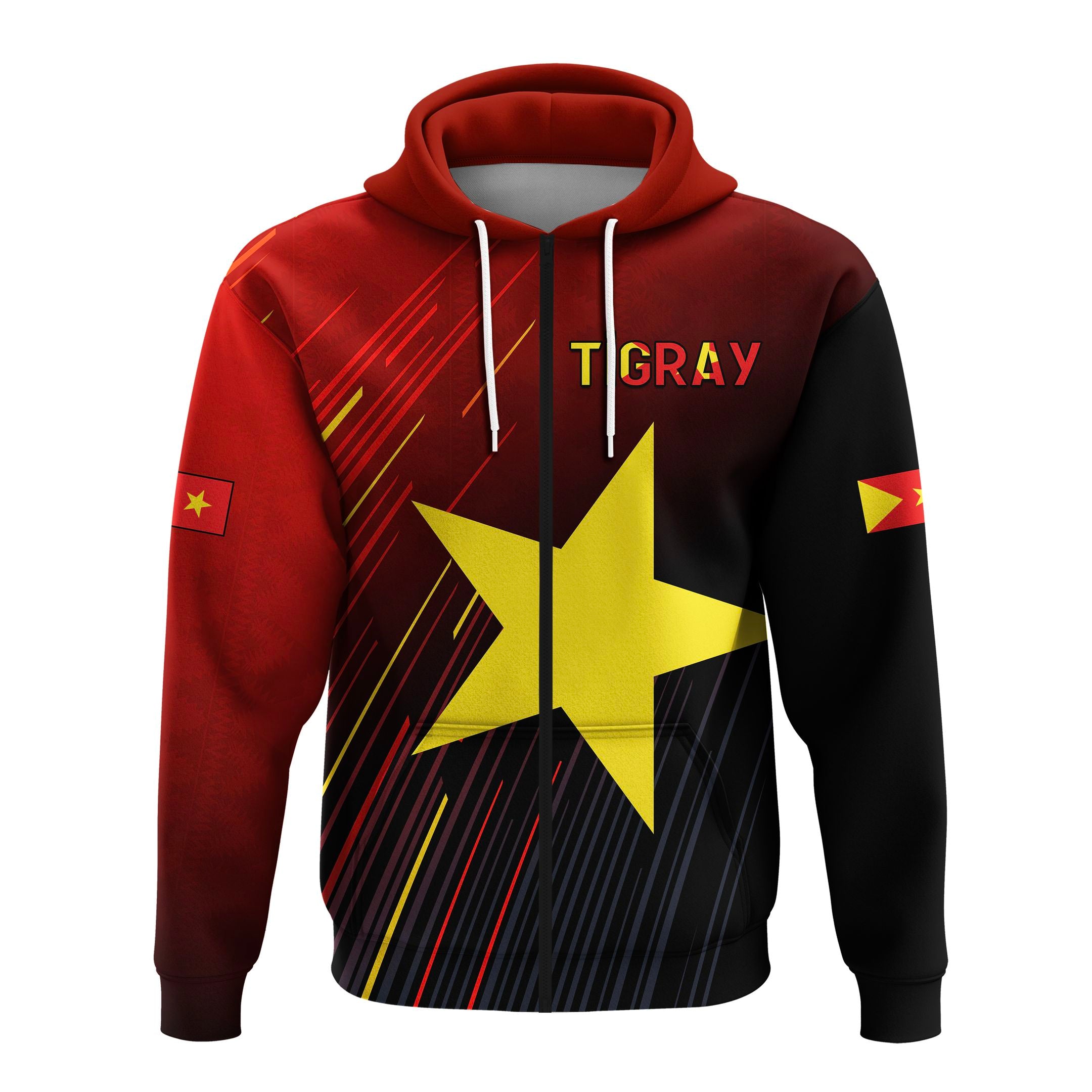 Proud Tigray Zip Hoodie African Pattern Lt13