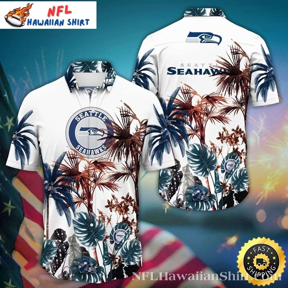 Palm Horizon Seattle Seahawks Hawaiian Shirt  Coastal Getaway Edition