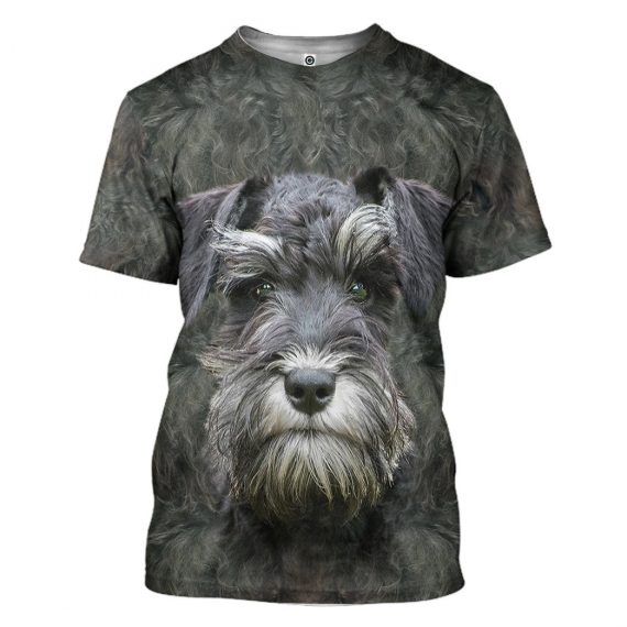 3D Miniature Schnauzer Dog Front And Back All Over Print Unisex Tshirt For Dog Lovers