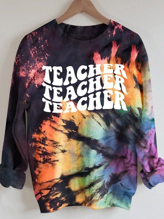 Teacher Back To School Tie Dye 3D Hoodie Tshirt Long-Sleeve Leopard Print Gift For Men Women