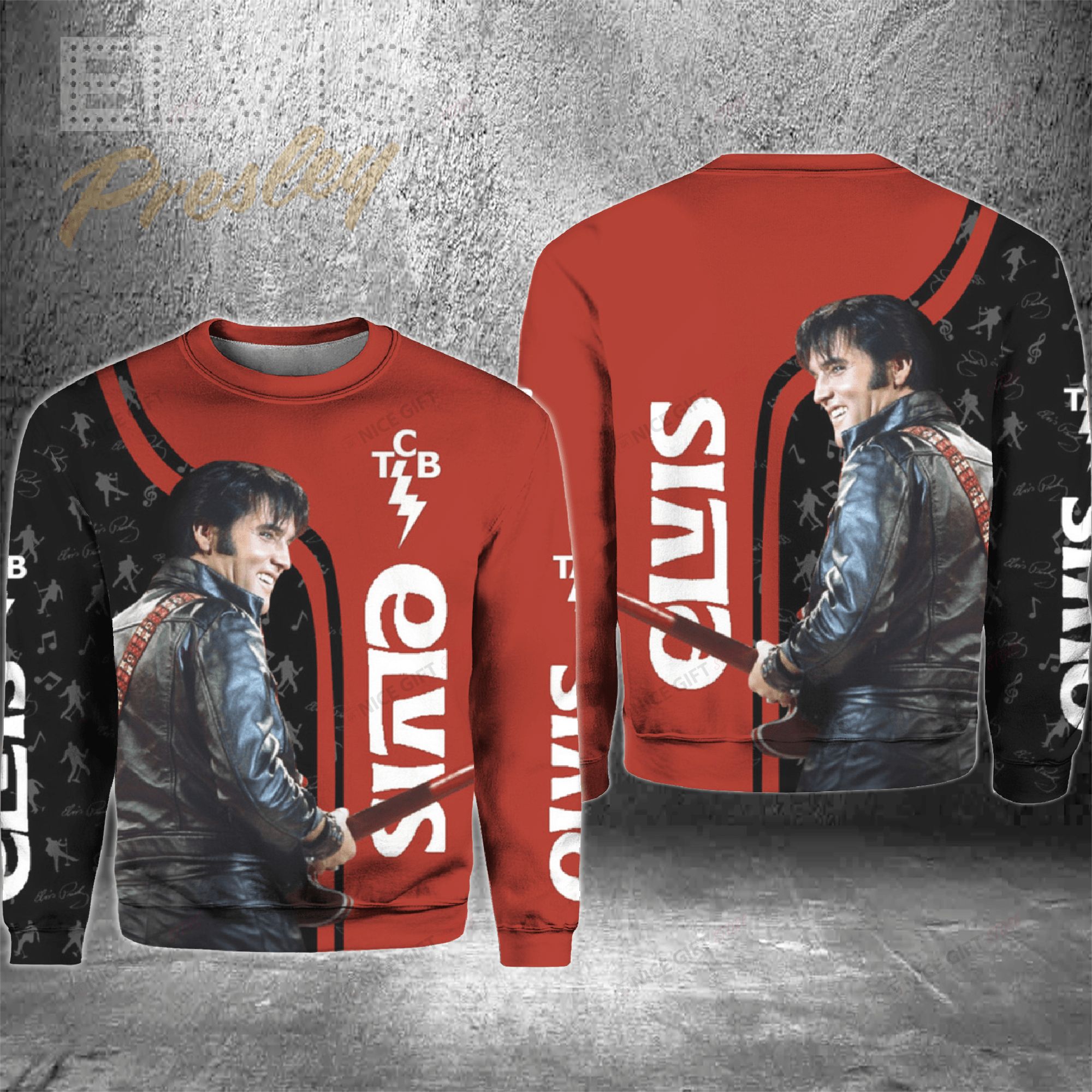 Elvis Presley Crewneck Sweatshirt 3Cs-Y5E5