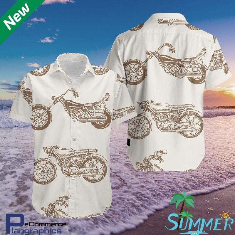 Vintage Motorcycle Aloha Shirt 0410 Hawaiian Aloha Shirt Hawaiian Shorts Beach Short Shirt